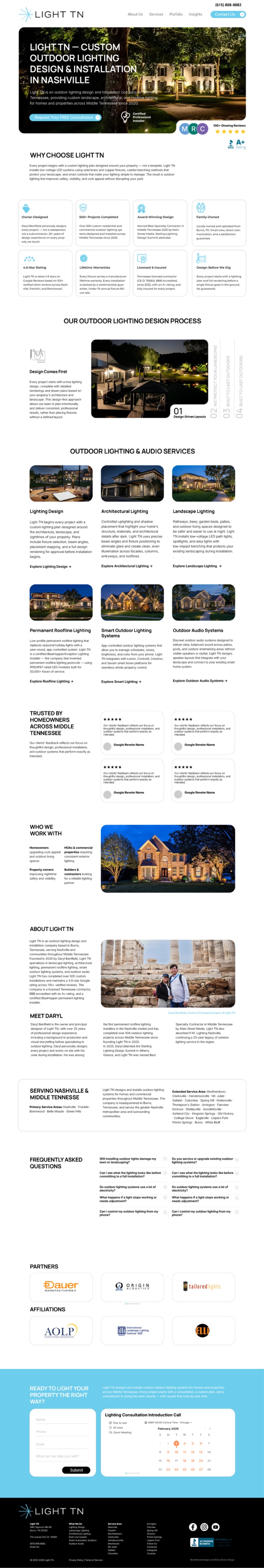 Light TN outdoor lighting design Nashville website