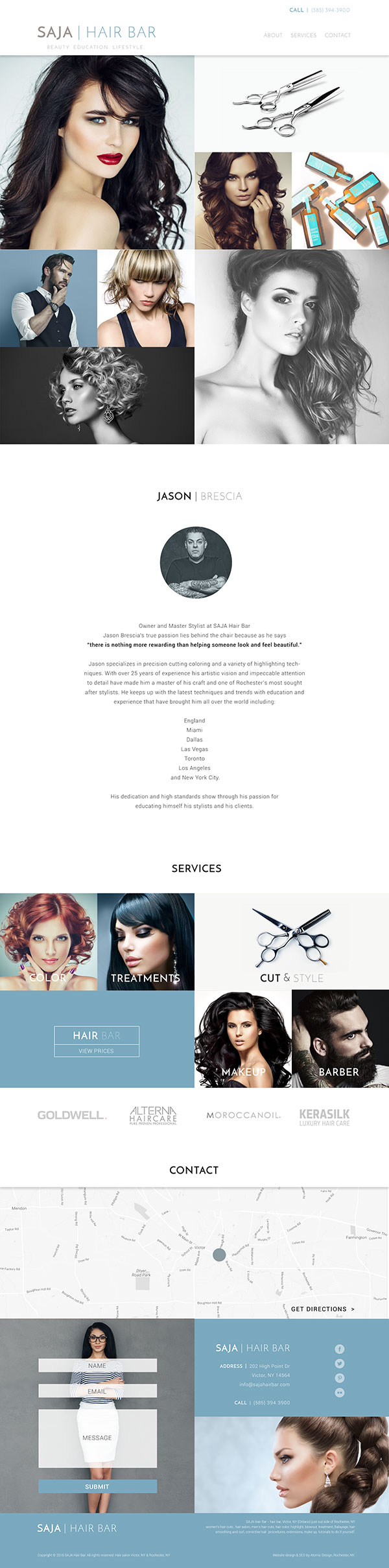 SAJA Hair Bar salon website